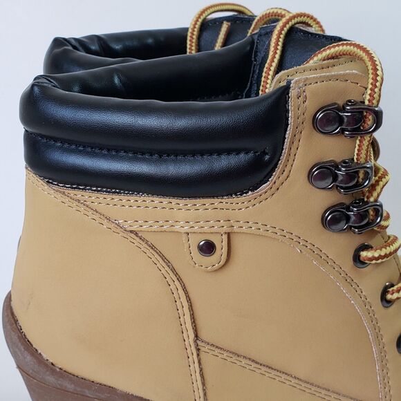 Joe Boxer Allyn Chunky Ankle Booties Women 8 Beige Tan Faux Leather Block Heel - Picture 4 of 16